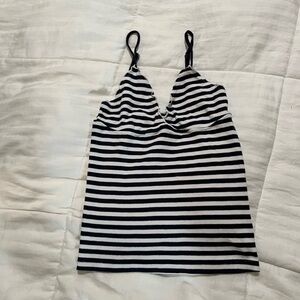 Brandy Melville Striped Navy and White Top